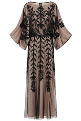Elva Nude and Black Sequin Maxi Dress