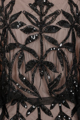 Elva Nude and Black Sequin Maxi Dress