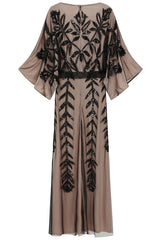 Elva Nude and Black Sequin Maxi Dress