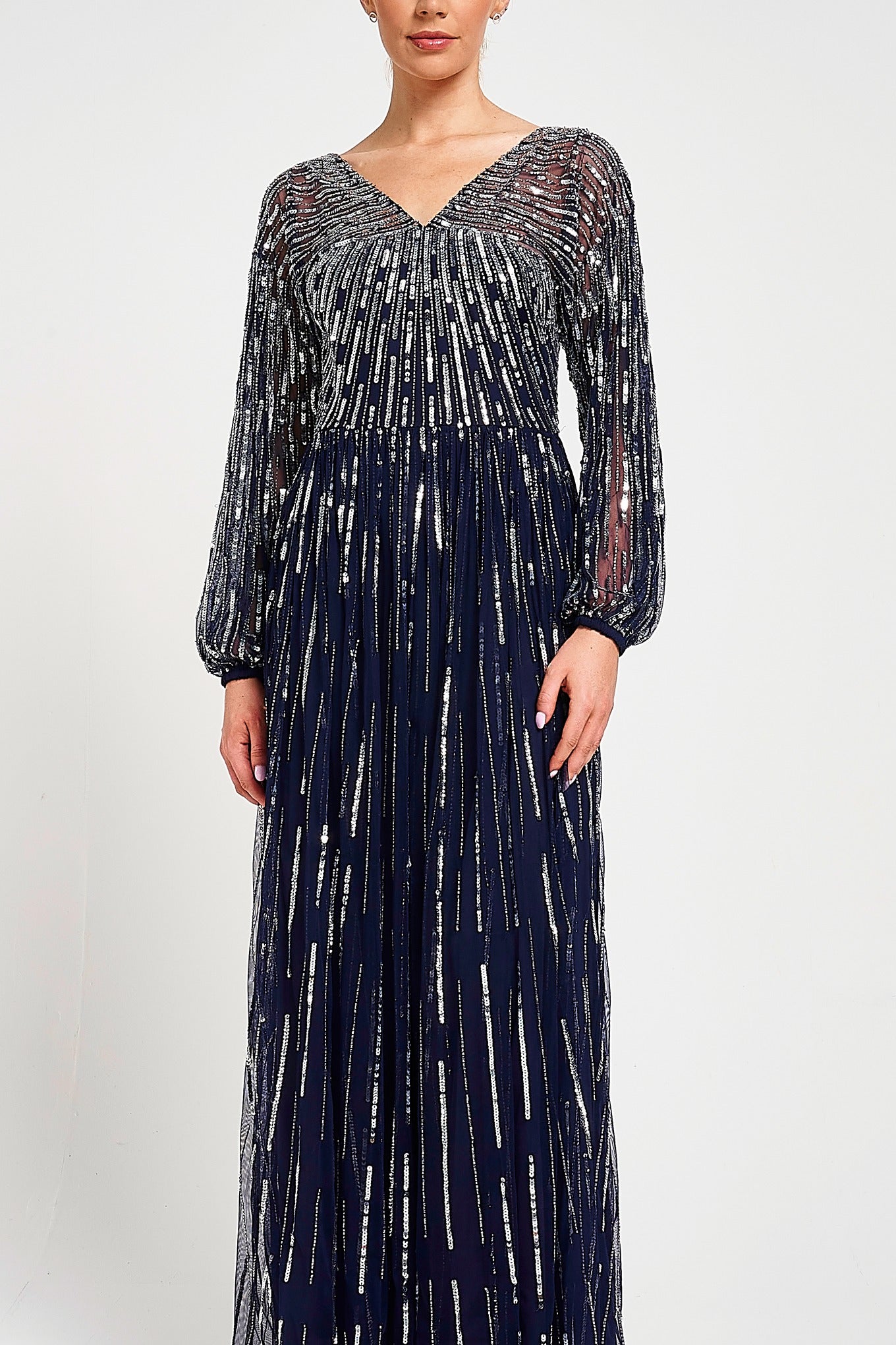 Elvina Navy Embellished Maxi Dress