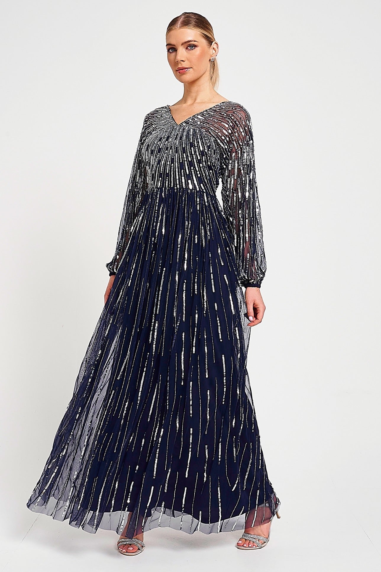 Elvina Navy Embellished Maxi Dress