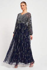 Elvina Navy Embellished Maxi Dress