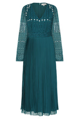 Elzina Storm Green Embellished Midi Dress