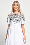 Embelia White Floral Embellished Midi Dress