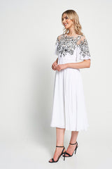 Embelia White Floral Embellished Midi Dress