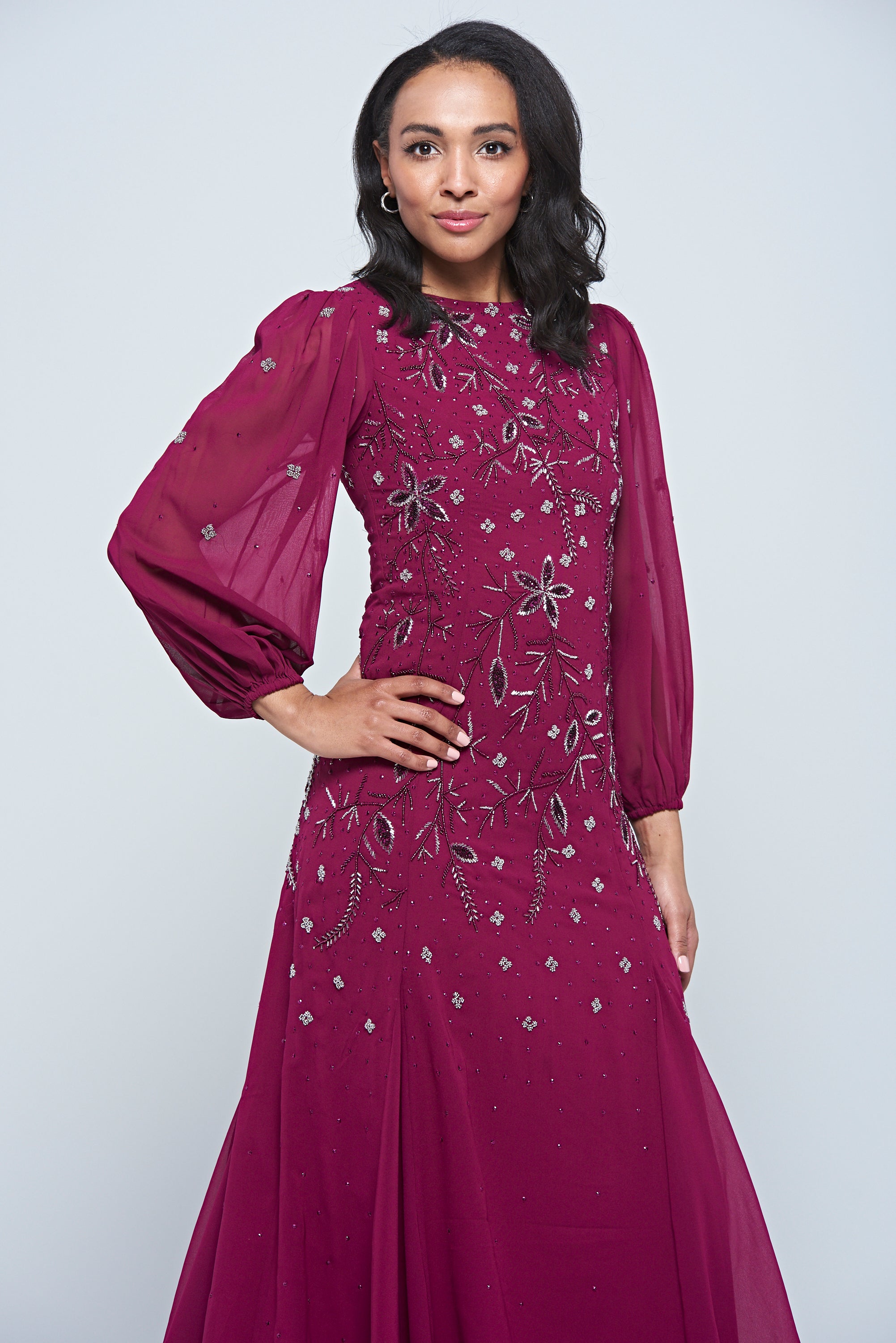 Emilia Purple Floral Embellished Maxi Dress Frock and Frill Emilia Purple Floral Embellished Maxi Dress Frock and Frill