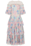 Erica Floral Embroidered Tiered Midi Dress