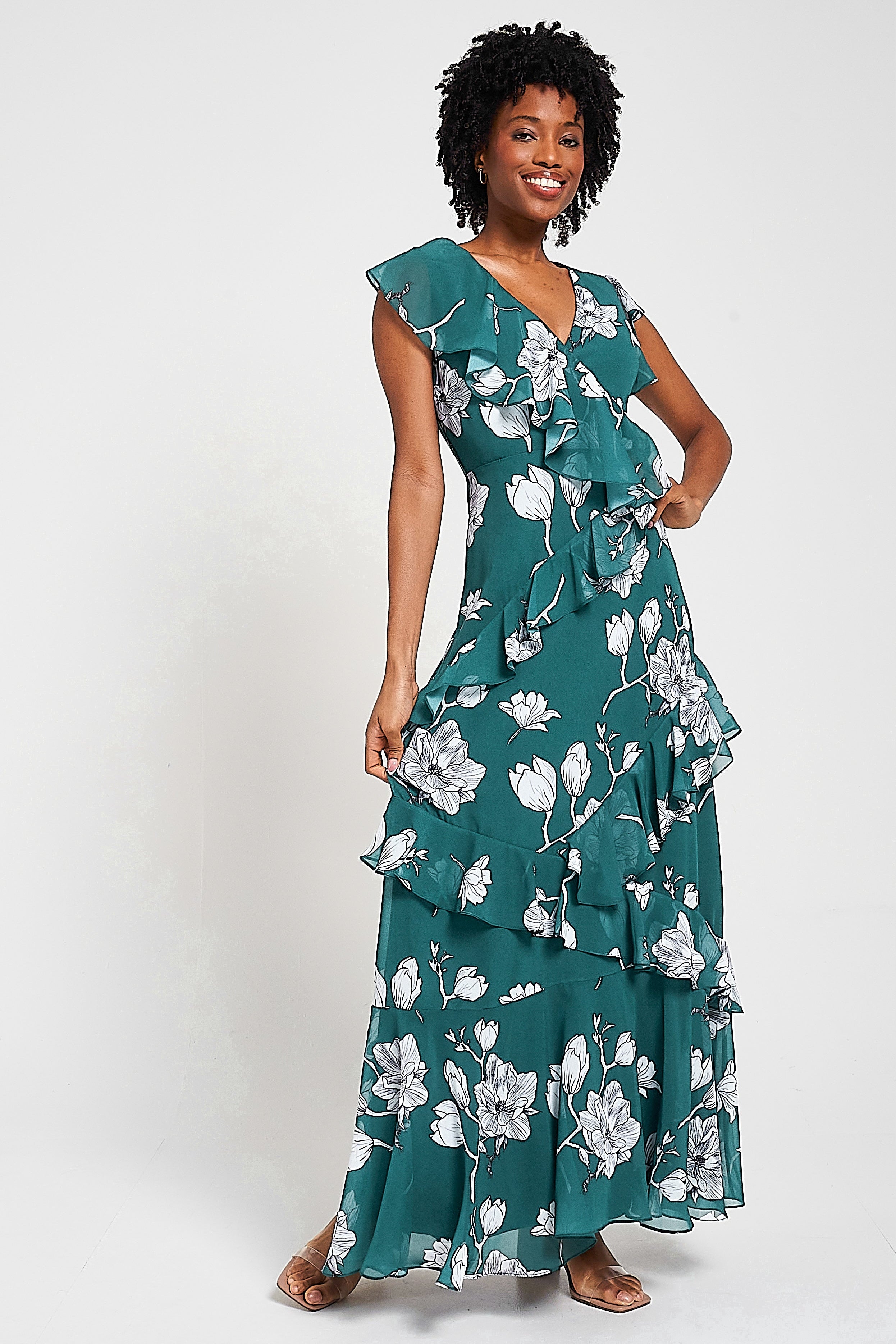 designer floral maxi dress PEACH BLOSSOM MAXI DRESS