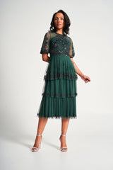 Esmerelda Green Embellished Midi Dress