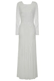 Estella White Cowl Back Embellished Maxi Dress