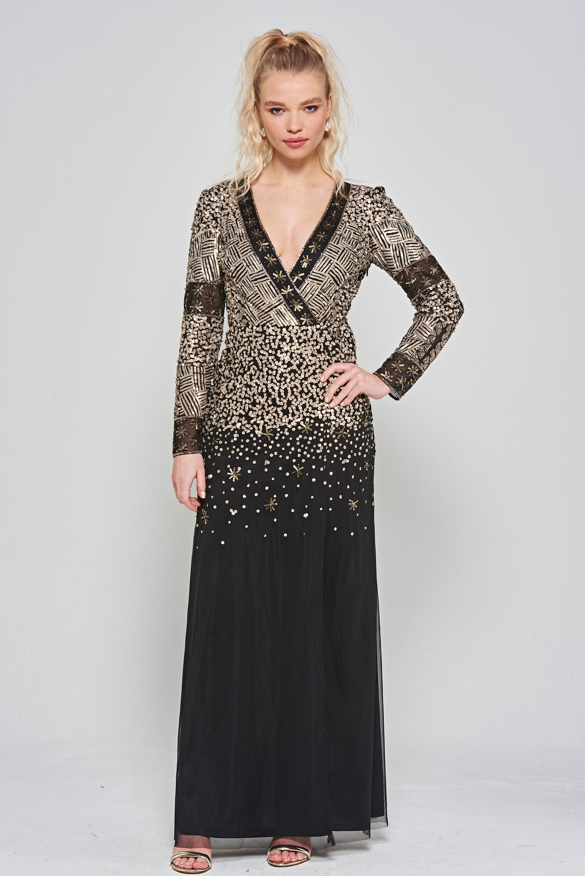 Esther Black and Gold Embellished Maxi Dress Frock and Frill Esther Black and Gold Embellished Maxi Dress Frock and Frill