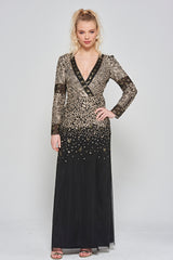 Esther Black and Gold Embellished Maxi Dress