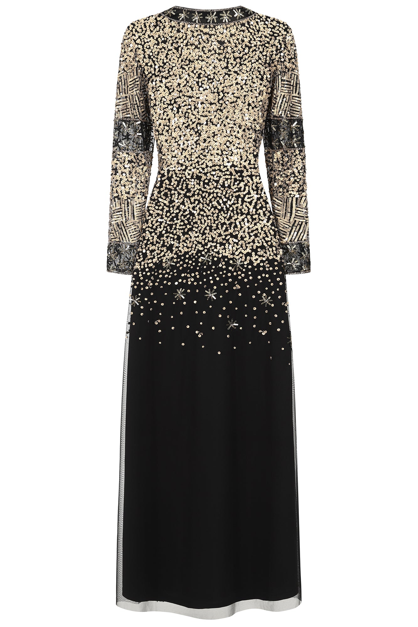 Esther Black and Gold Embellished Maxi Dress