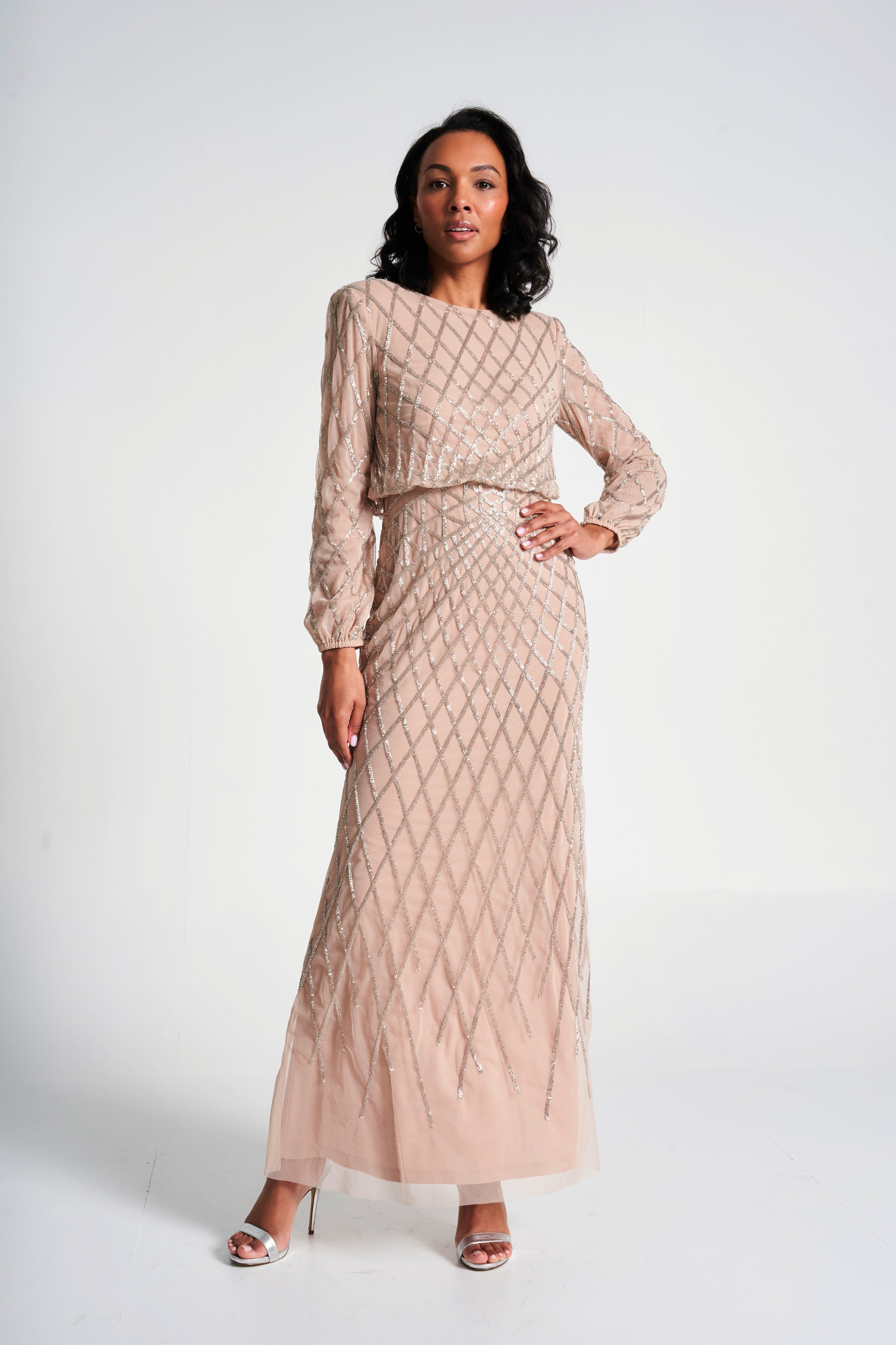 Etta Embellished Maxi Dress - Nude