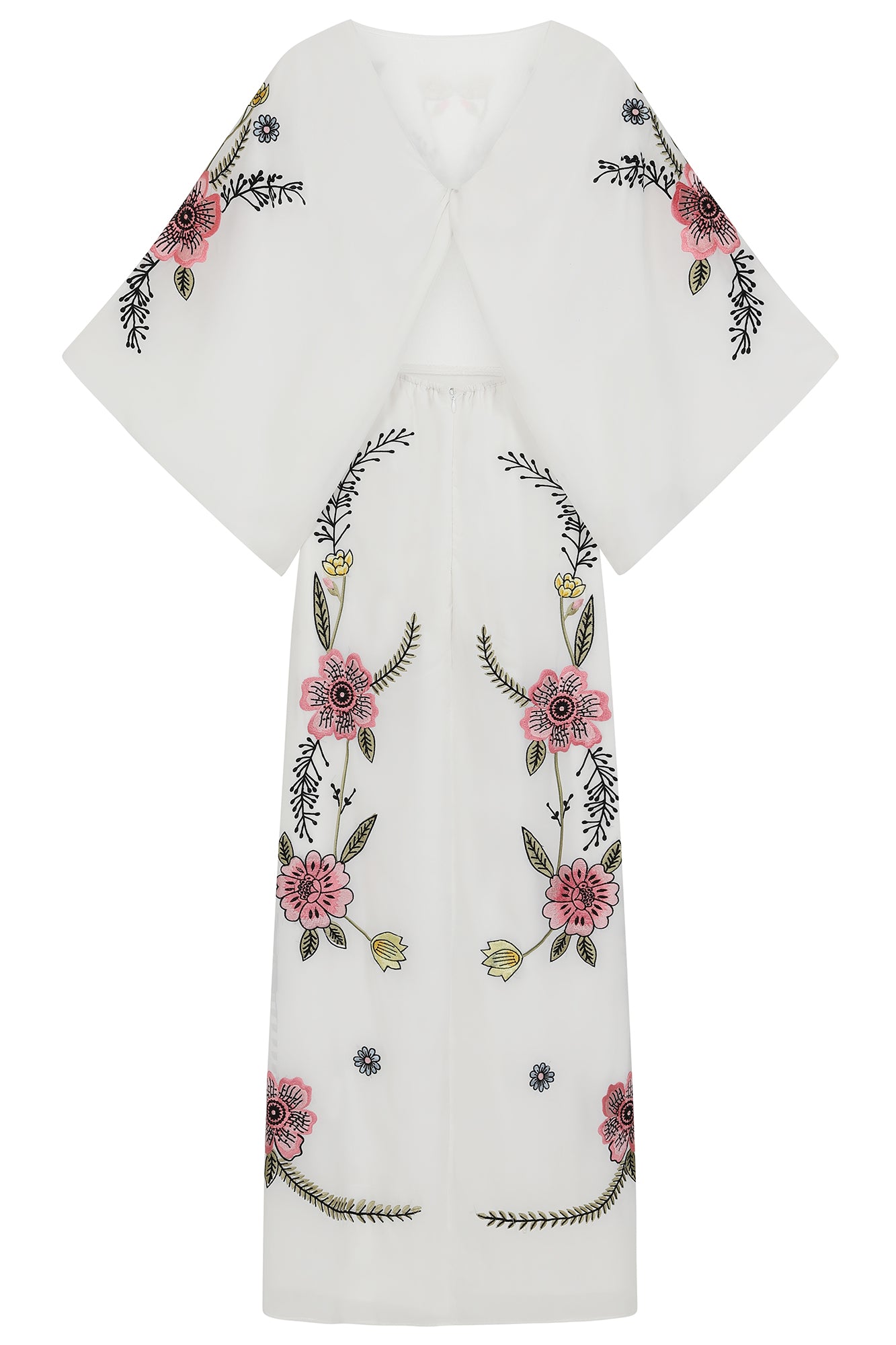 Evanthe White Floral Embroidered Twist Back Maxi Dress