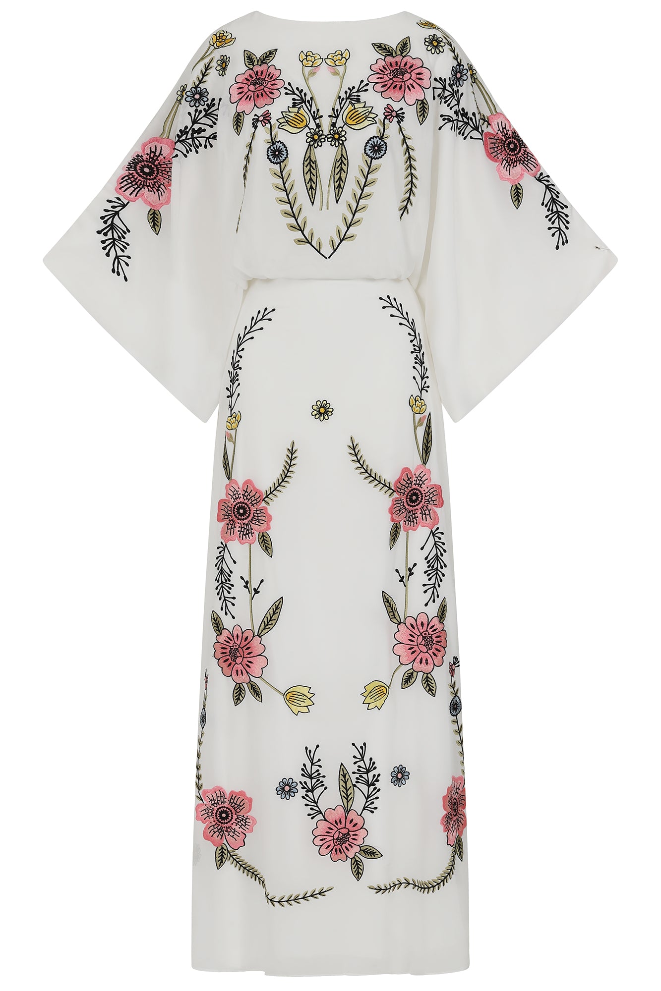 Evanthe White Floral Embroidered Twist Back Maxi Dress – Frock and Frill
