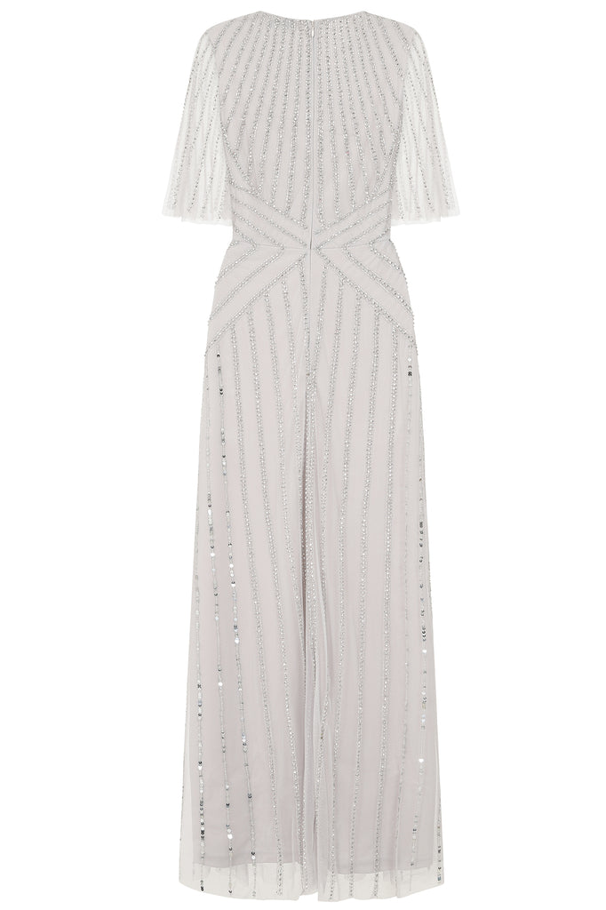 ANGELEYE Grey Sleeveless Embellished Beaded Maxi Dress