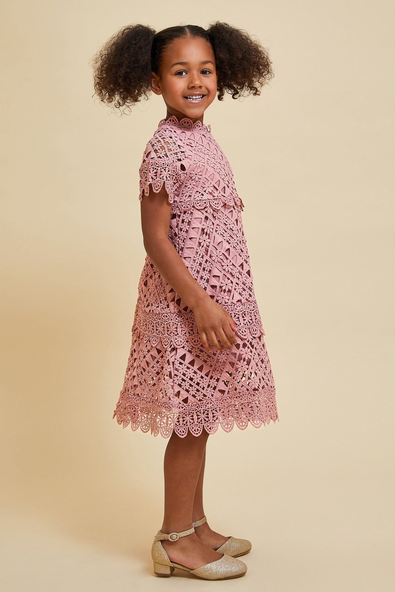 Naya Rose Tan Crochet Lace Dress Frock and Frill Naya Rose Tan Crochet Lace Dress Frock and Frill