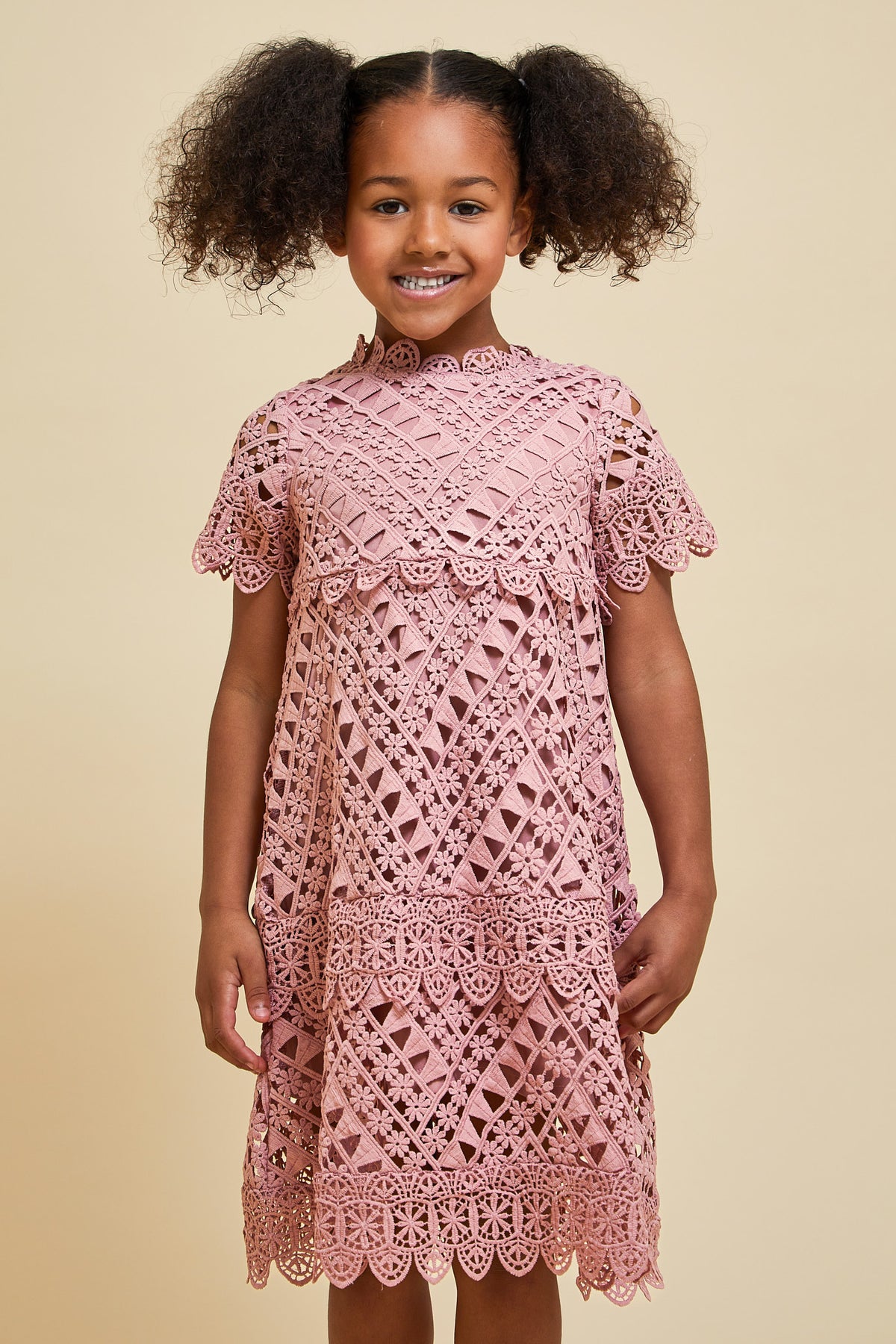 Naya Rose Tan Crochet Lace Dress