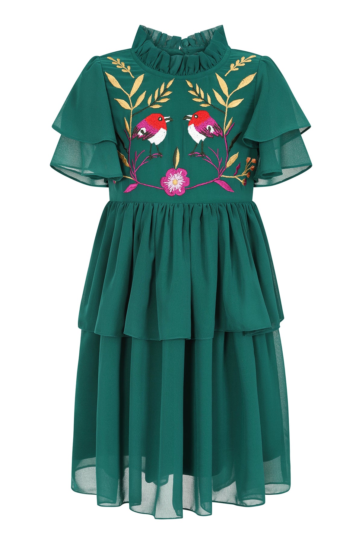 Forest Alpine Green Woodland Embroidered Dress Frock and Frill Forest Alpine Green Woodland Embroidered Dress Frock and Frill