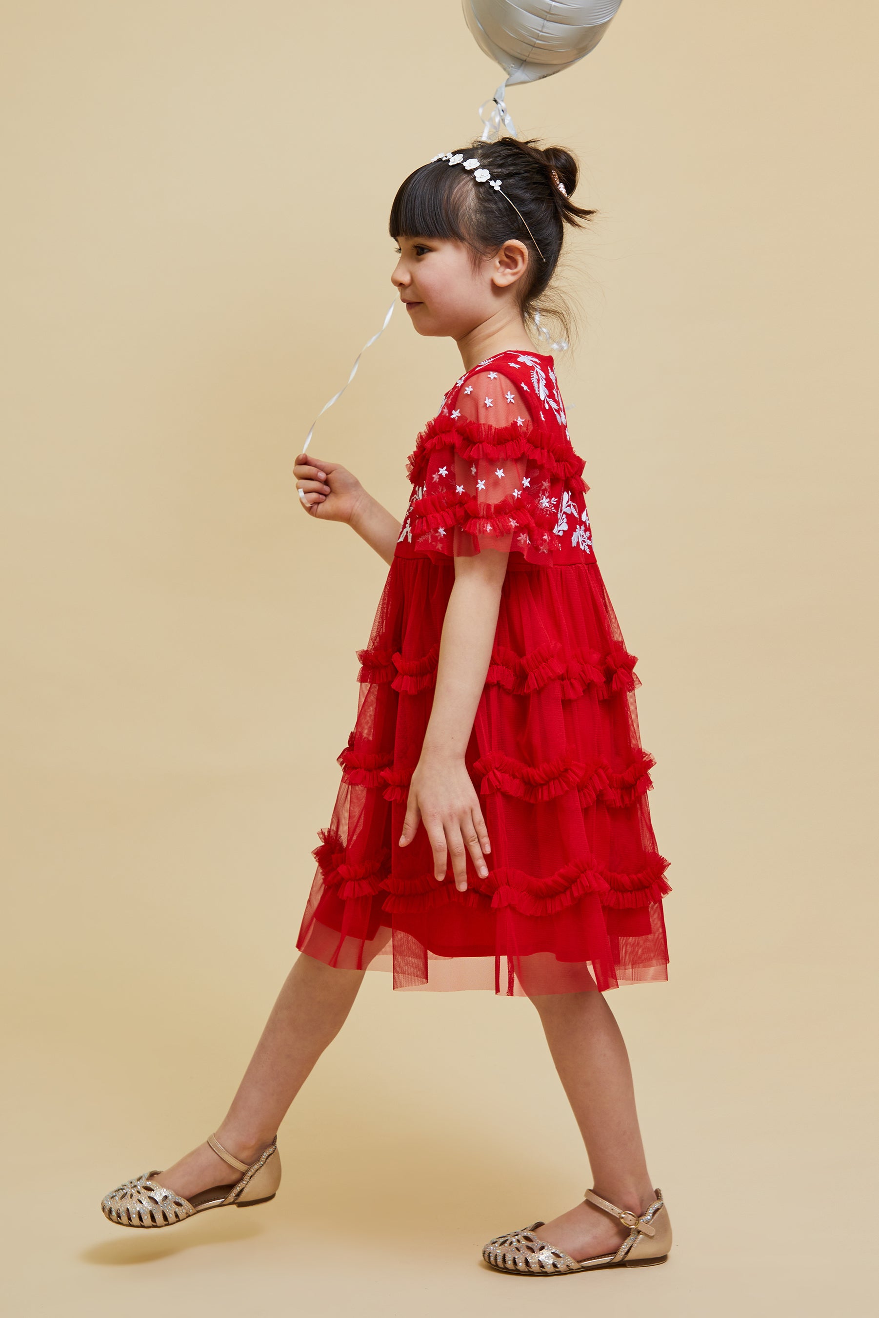 Robyn Red Christmas Embroidered Dress Frock and Frill Robyn Red Christmas Embroidered Dress Frock and Frill