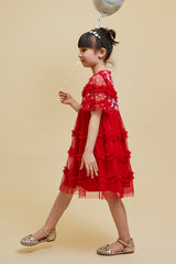 Robyn Red Christmas Embroidered Dress