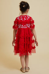 Robyn Red Christmas Embroidered Dress