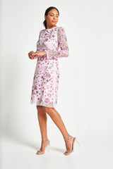 Rosalia Pink Floral Embroidered Shift Dress