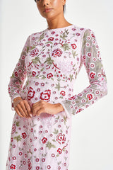 Rosalia Pink Floral Embroidered Shift Dress