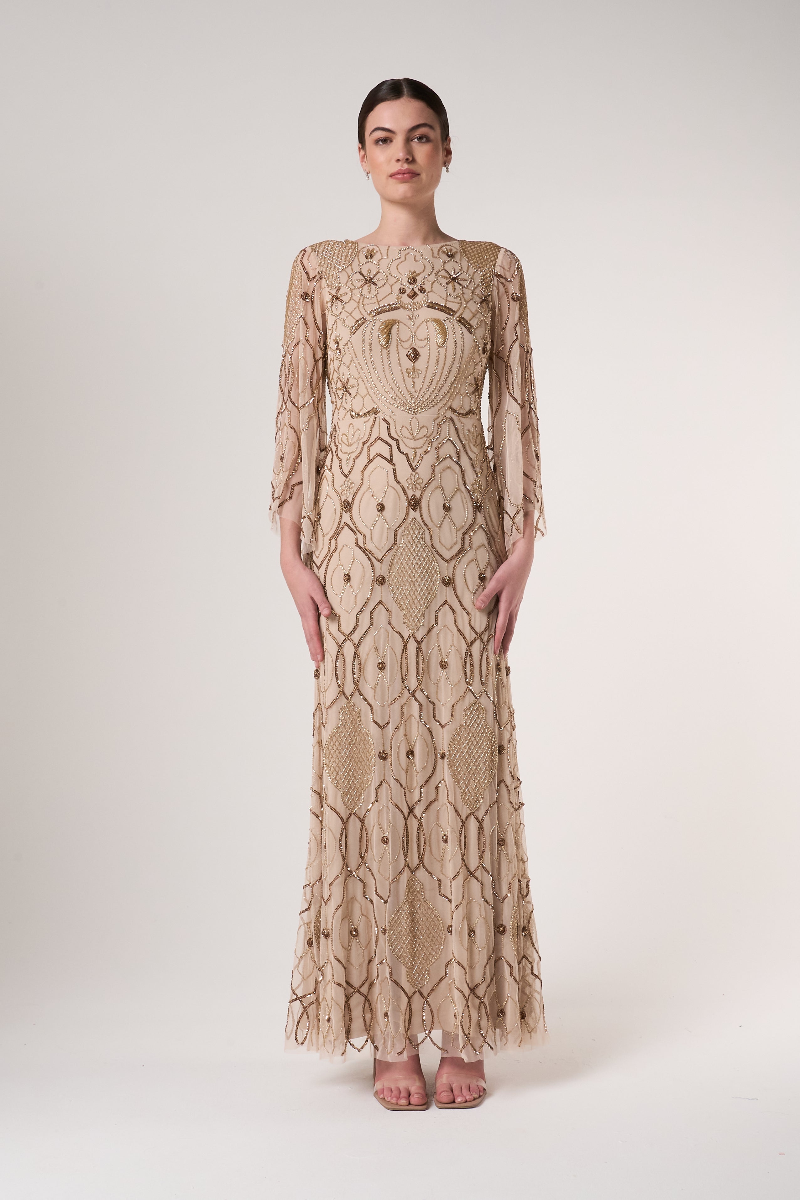 Faith Gold Embellished Maxi Dress