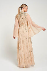 Faye Nude Gold Embellished Maxi Dress