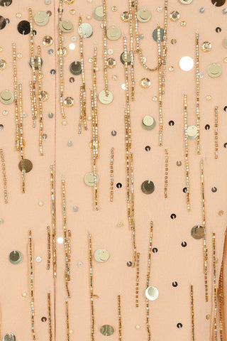 Faye Nude Gold Embellished Maxi Dress – Frock and Frill