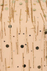 Faye Nude Gold Embellished Maxi Dress
