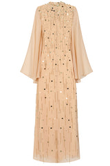 Faye Nude Gold Embellished Maxi Dress