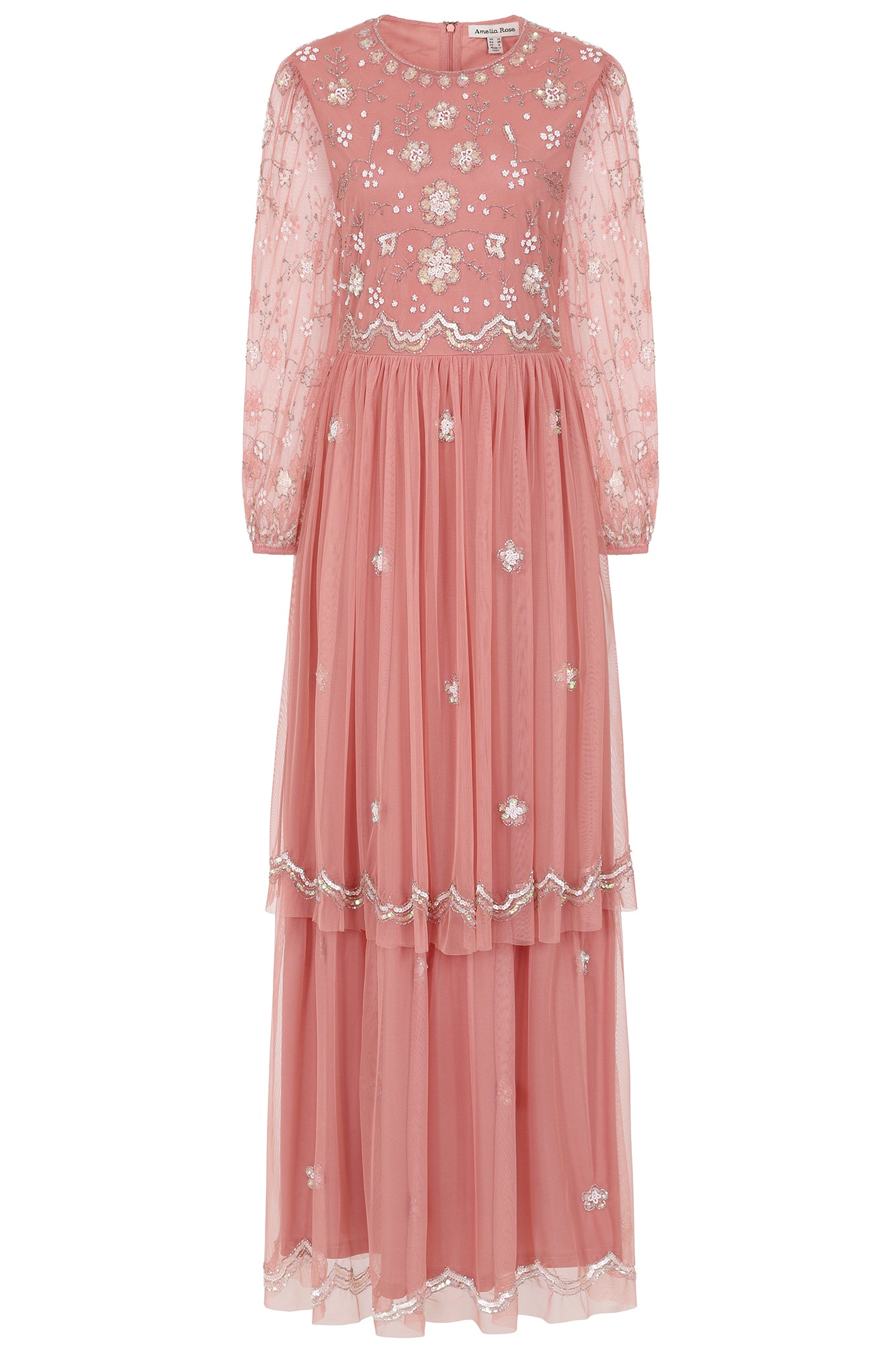 Florence Blush Floral Embellished Maxi Dress