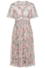 Florentina Floral Print Ruffled Midi Dress - Cream