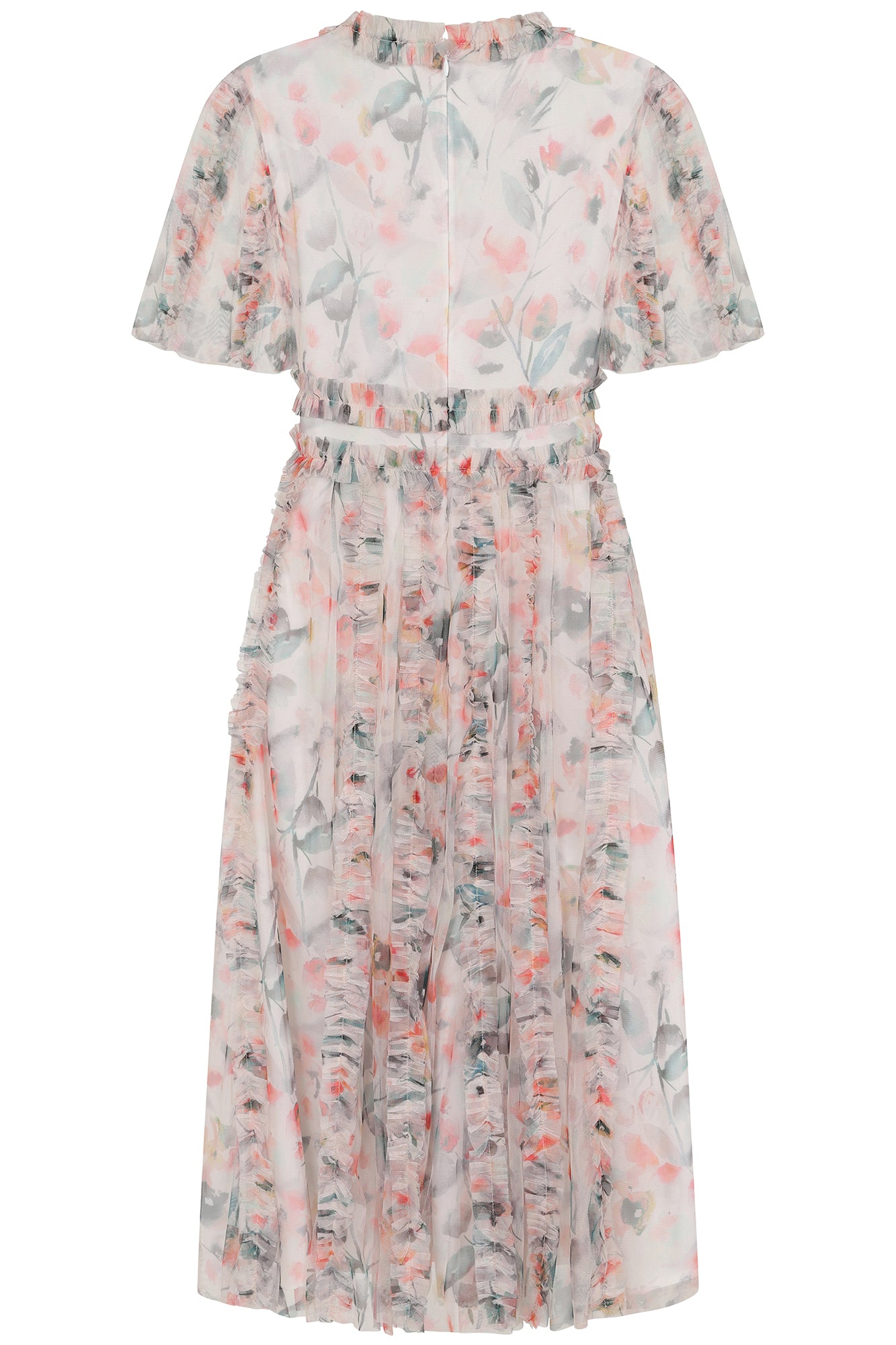 Florentina Floral Print Ruffled Midi Dress - Cream