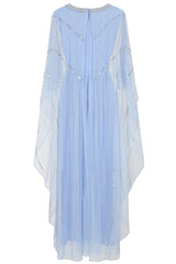 Frances Blue Sequin Cape Sleeve Maxi Dress