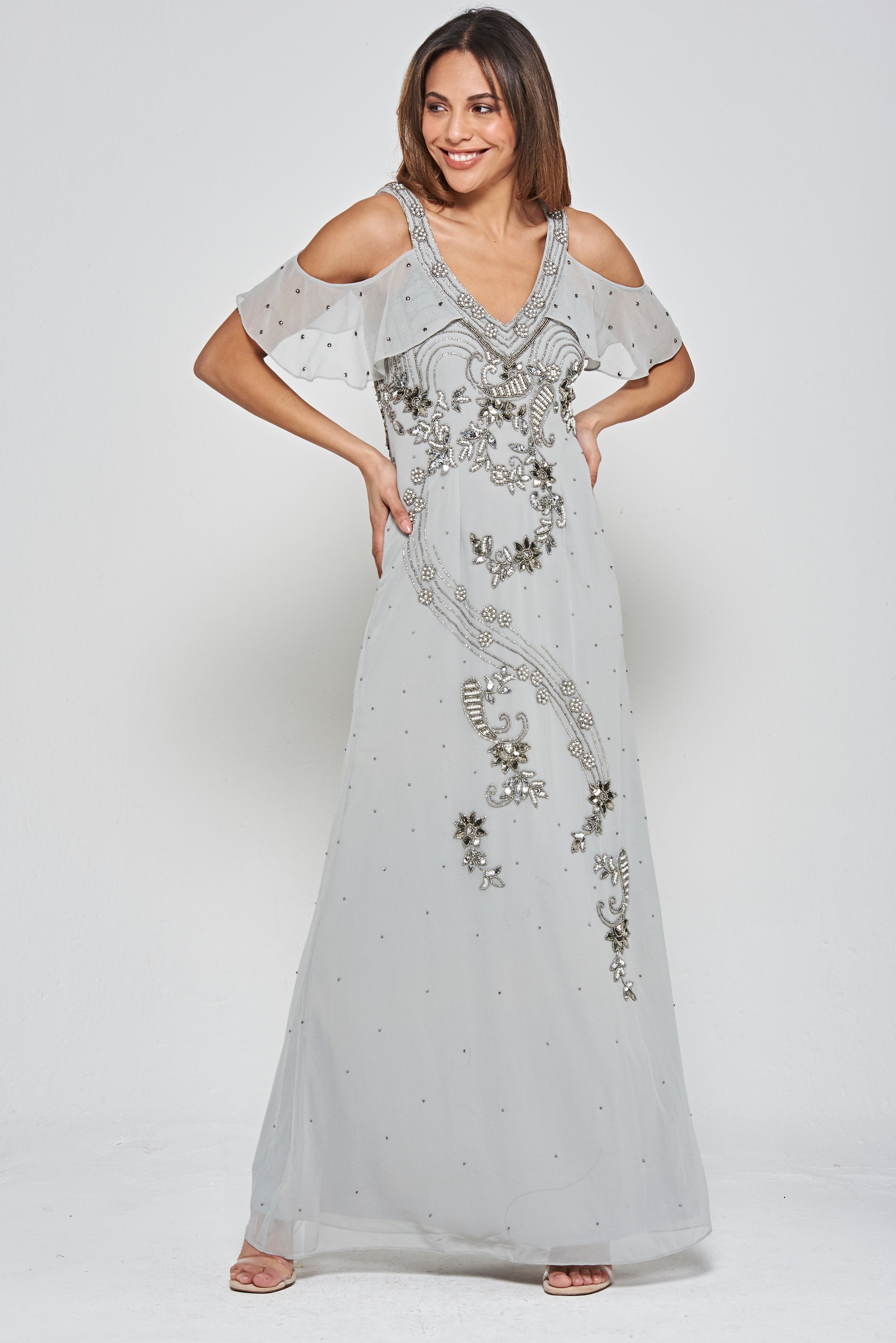 grey cold shoulder dress Grey Soft Haven Off-Shoulder Dress