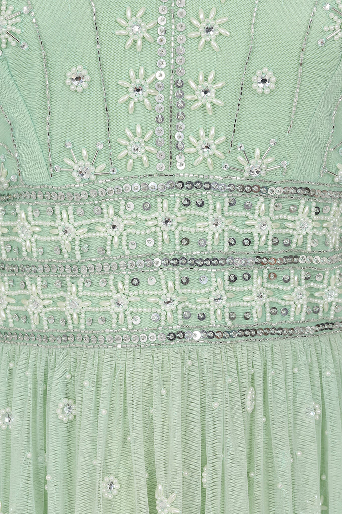 Gloria Seafoam Green Embellished Maxi Dress