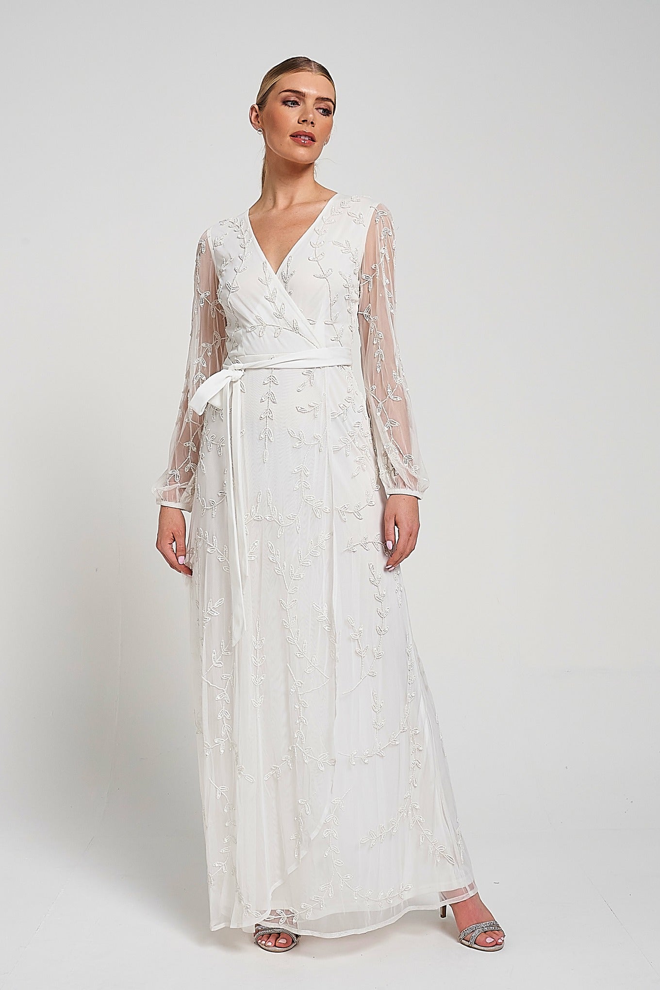 Grace White Embellished Maxi Dress