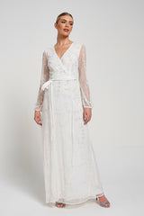 Grace White Embellished Maxi Dress