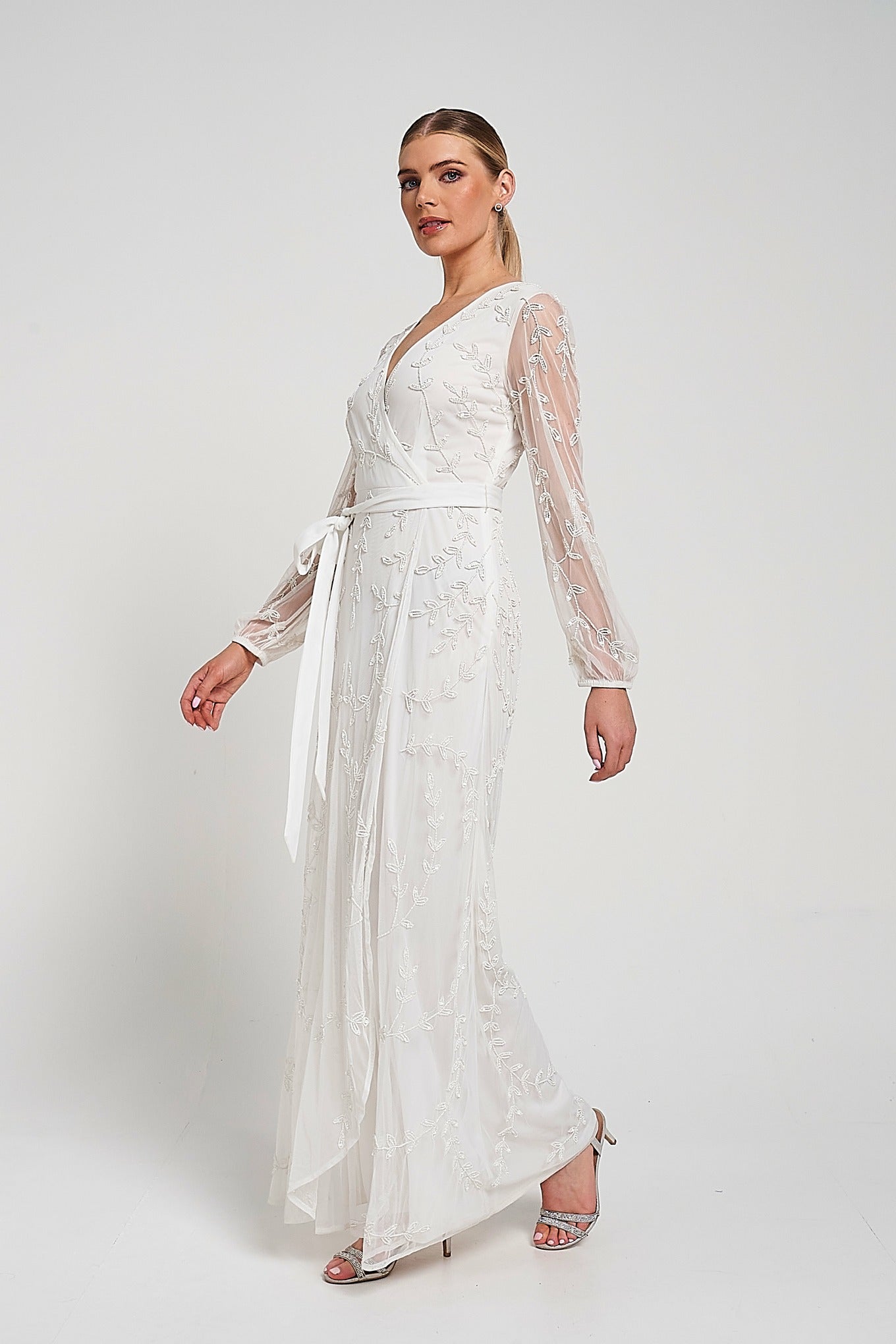 Grace White Embellished Maxi Dress