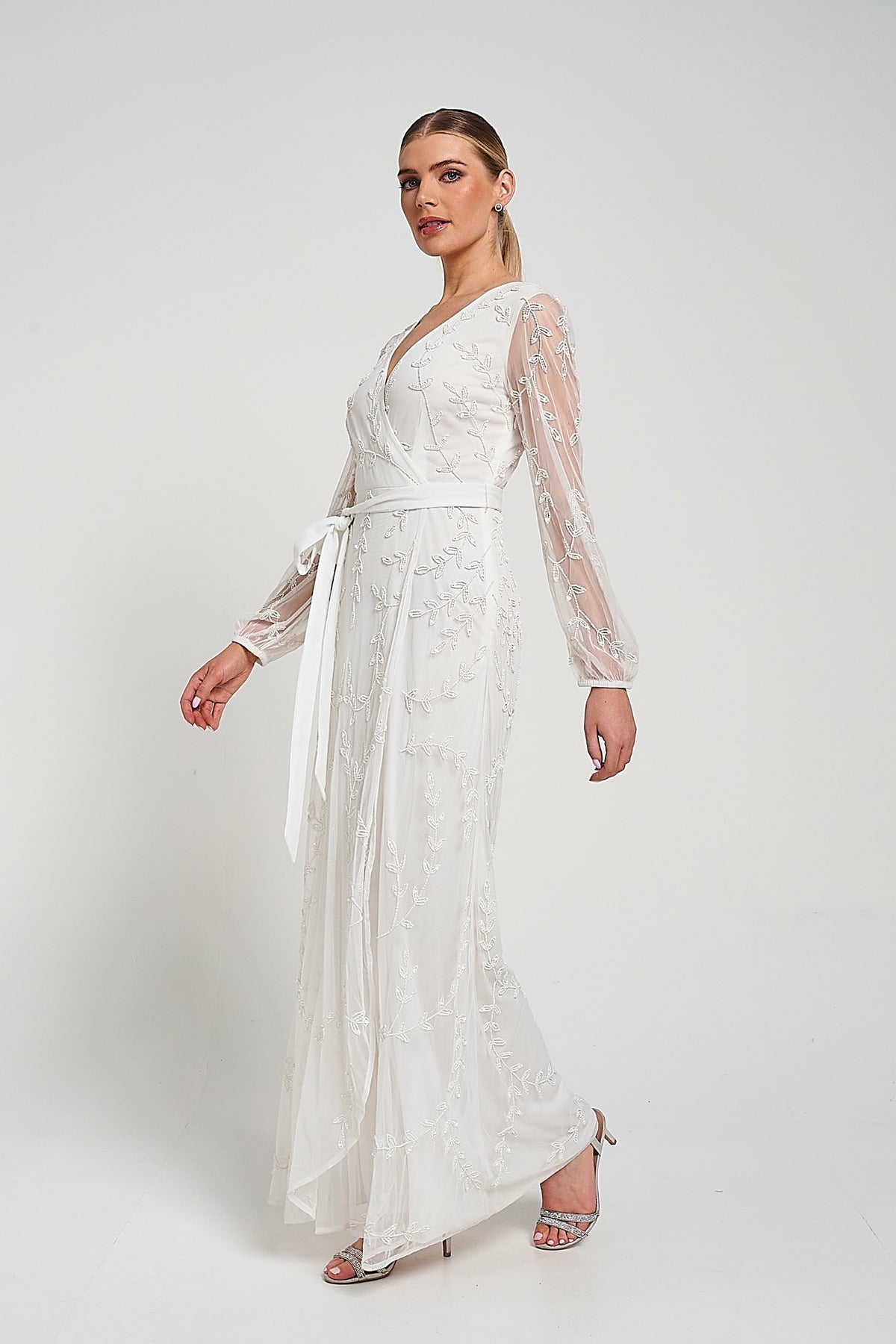 Grace White Embellished Maxi Dress