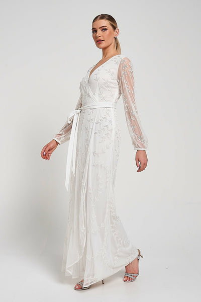 Grace White Embellished Maxi Dress – Frock and Frill