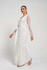 Grace White Embellished Maxi Dress