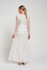 Grace White Embellished Maxi Dress