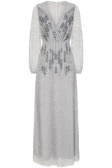 Hannah Grey Embellished Maxi Dress