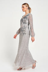 Hannah Grey Embellished Maxi Dress