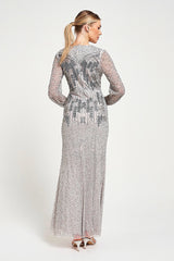 Hannah Grey Embellished Maxi Dress